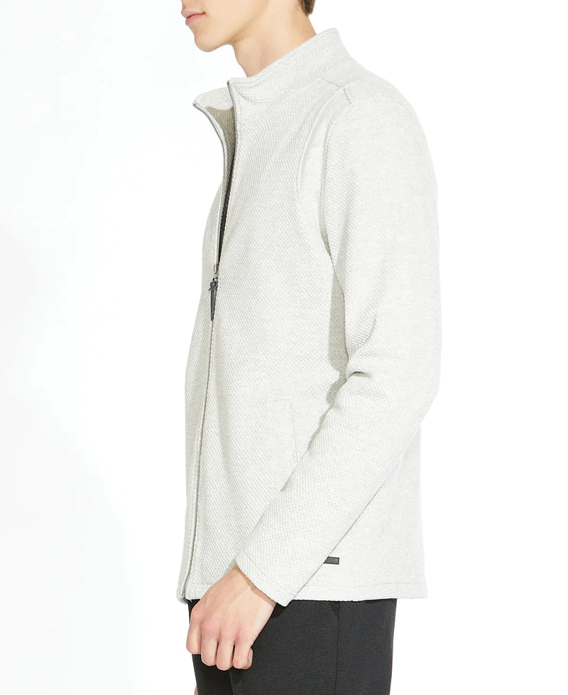 Civil Society Light Grey Heather Textured Knit Mockneck Zip Up Jacket