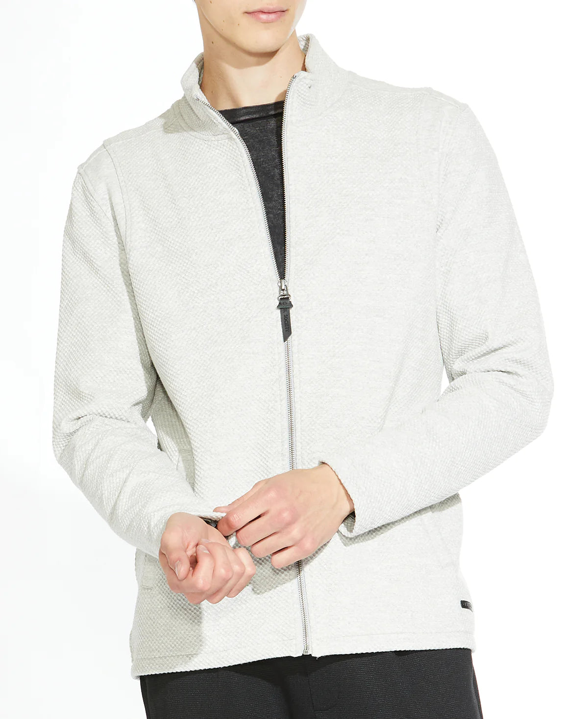 Wholesale,Civil Society, Civil Society Light Grey Heather Textured Knit Mockneck Zip Up Jacket, Grey, Large-43-TagL