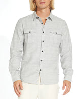 Civil Society Light Grey Heathered Knit Button Up Long Sleeve Shirt