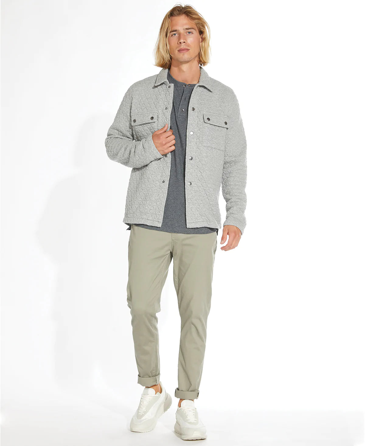 Wholesale,Civil Society, Civil Society Light Grey Quilted Knit Shacket, Grey, Medium-44-TagM