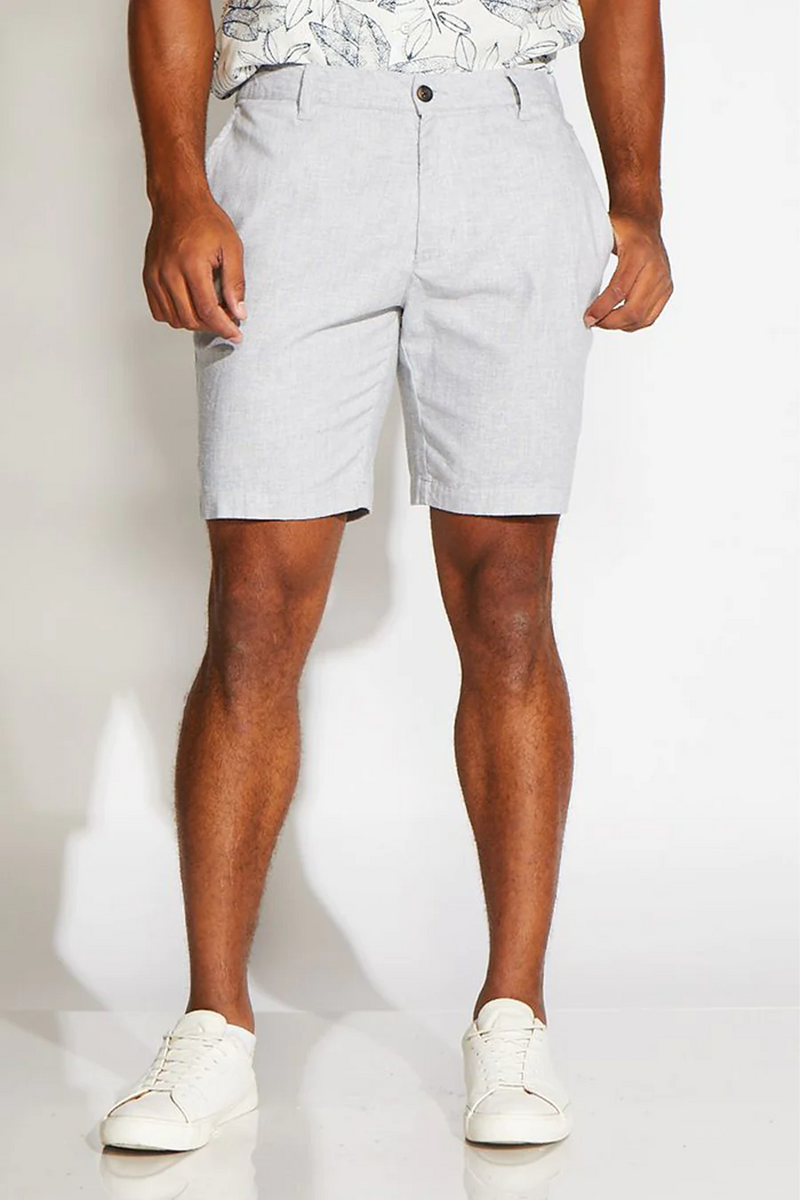 Civil Society Light Grey Slim Fit Linen Blend Elastic Waistband Shorts