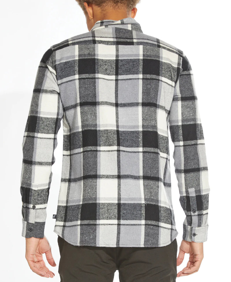 Civil Society Multi Grey Plaid Flannel Button Up Shirt With Double Front Chest Pockets