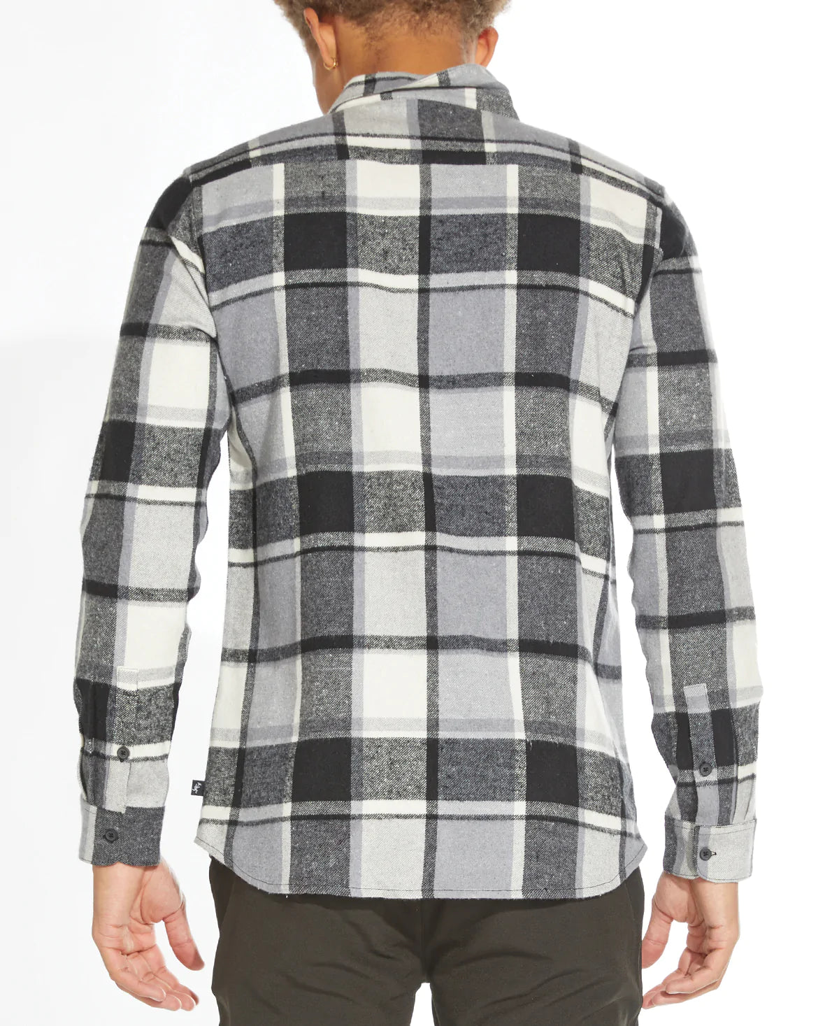 Wholesale,Civil Society, Civil Society Multi Grey Plaid Flannel Button Up Shirt With Double Front Chest Pockets, Grey, Medium-43-TagM