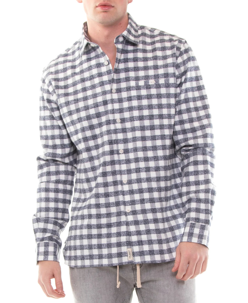 Civil Society Navy & White Plaid Flannel Button Up Shirt
