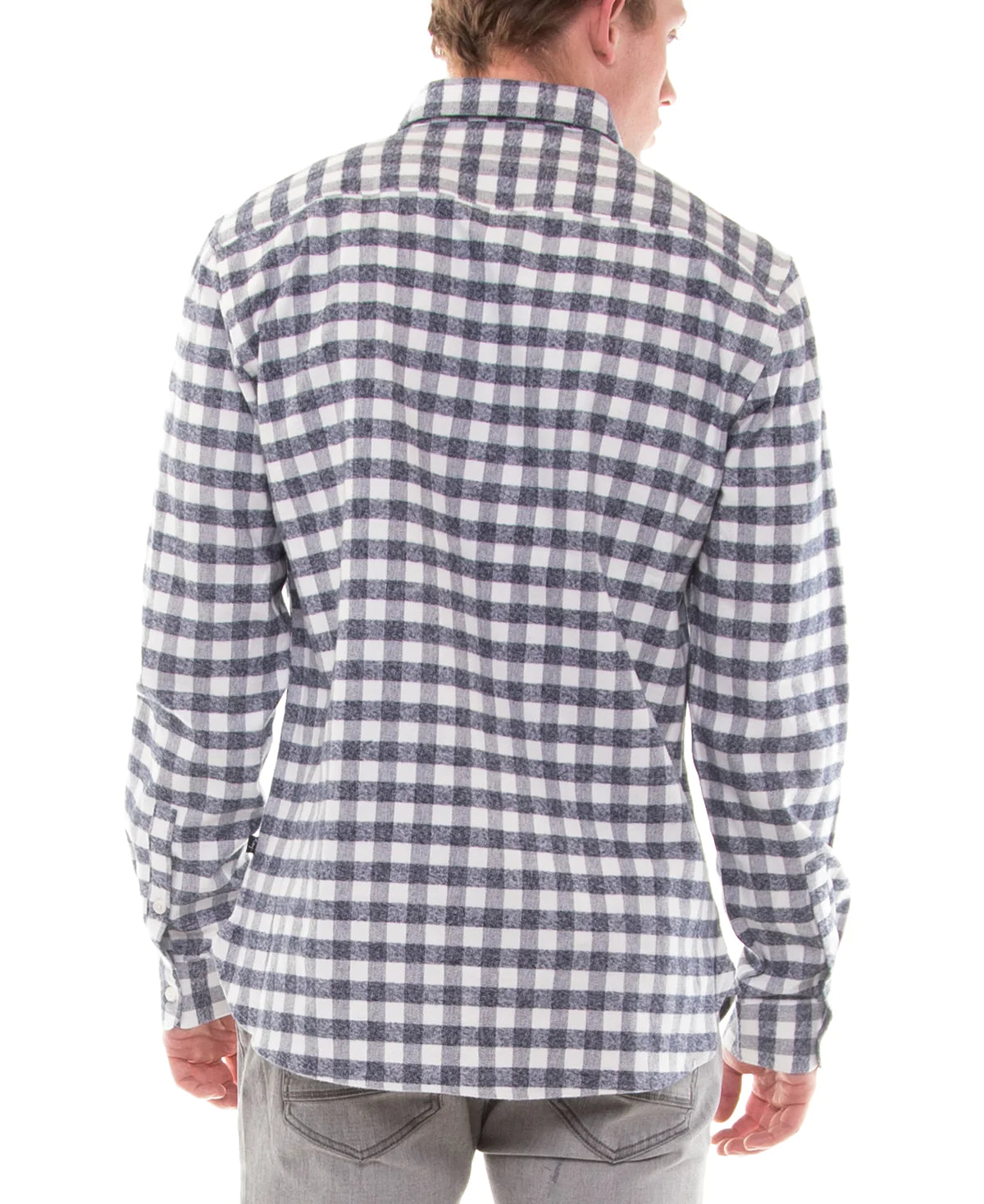 Wholesale,Civil Society, Civil Society Navy & White Plaid Flannel Button Up Shirt, Blue, Extra Large-49-TagXL