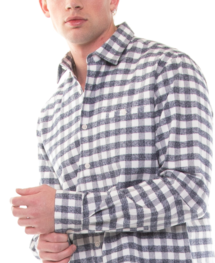 Wholesale,Civil Society, Civil Society Navy & White Plaid Flannel Button Up Shirt, Blue, Small-41-TagS