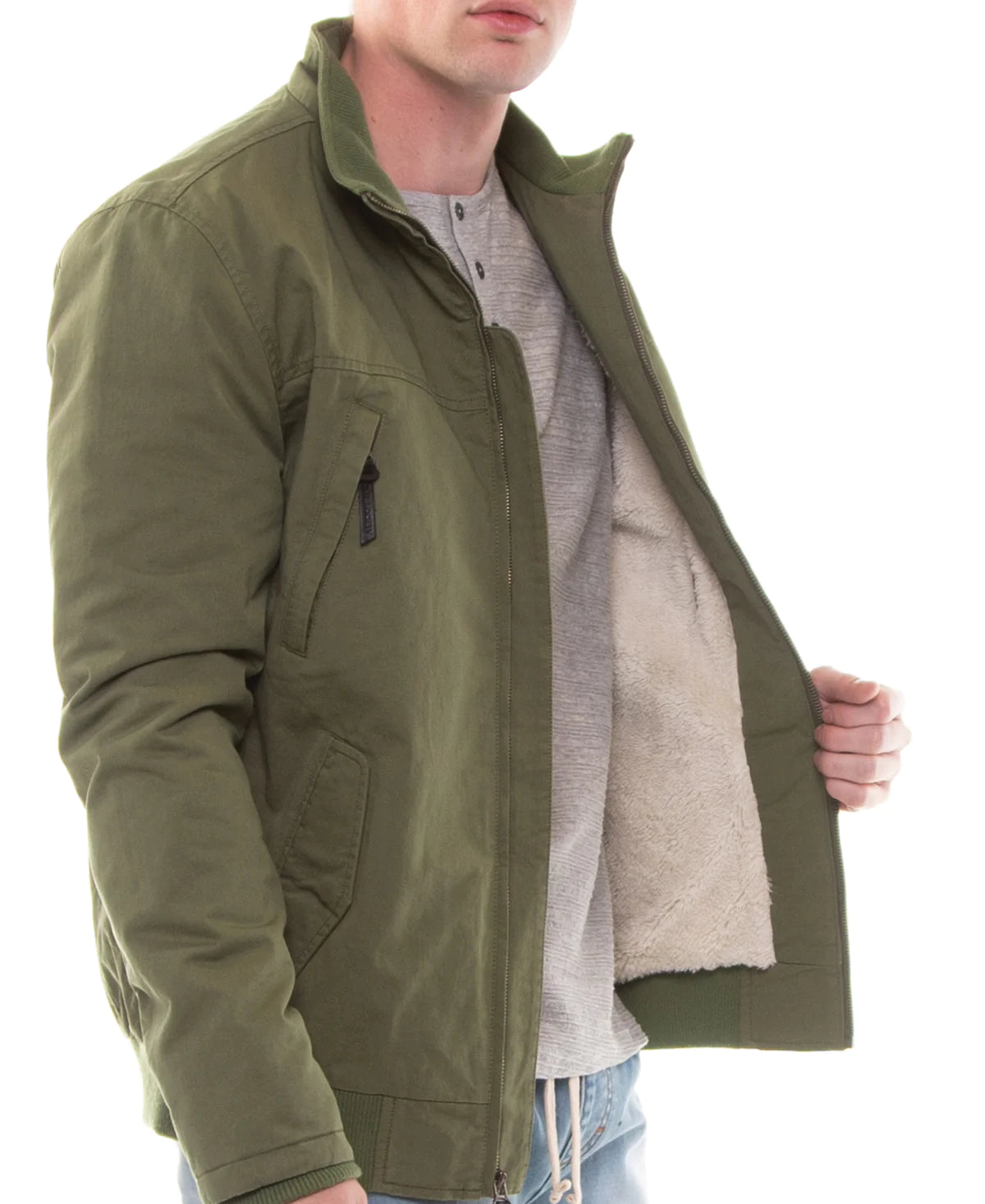 Wholesale,Civil Society, Civil Society Olive Green Harrington Jacket With Sherpa Lining, Green, Large-46-TagL