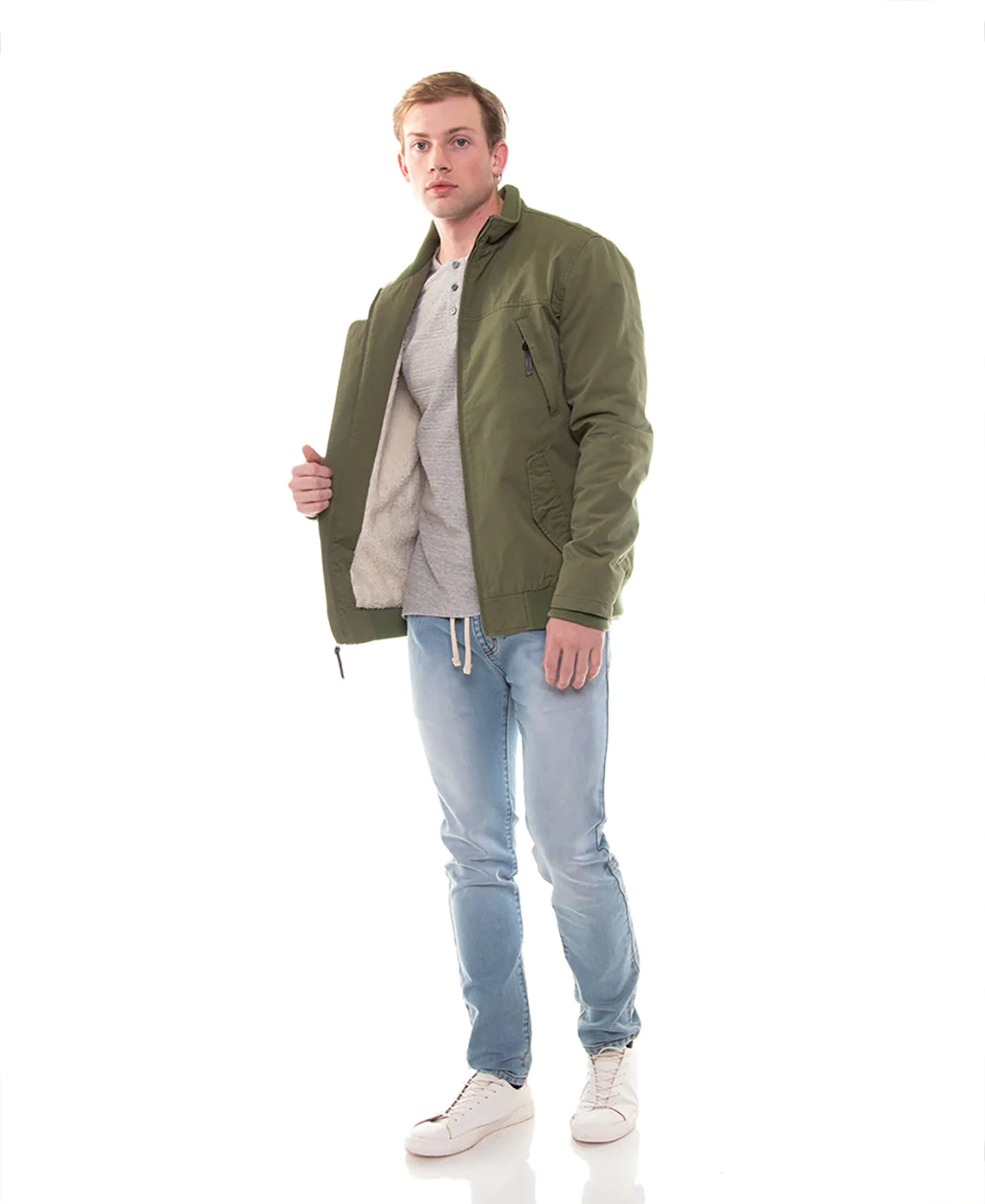 Wholesale,Civil Society, Civil Society Olive Green Harrington Jacket With Sherpa Lining, Green, Extra Extra Large-50-TagXXL