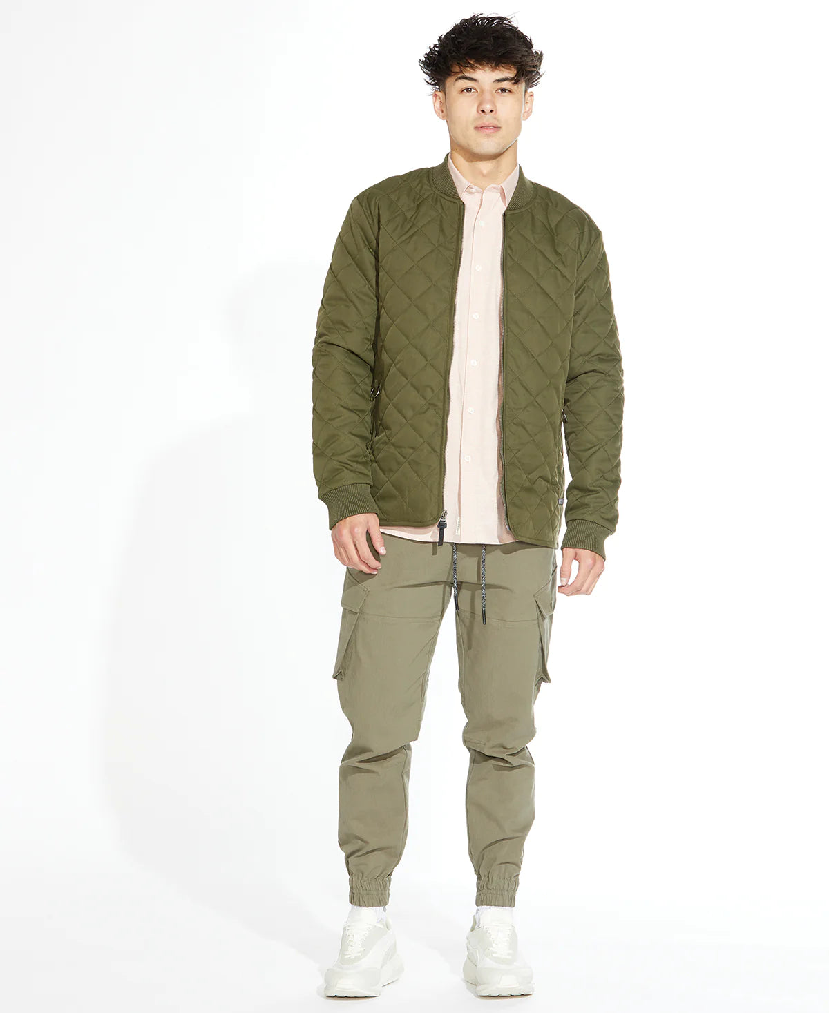 Wholesale,Civil Society, Civil Society Olive Green Quilted Zip Up Bomber Jacket, Green, Small-42-TagS