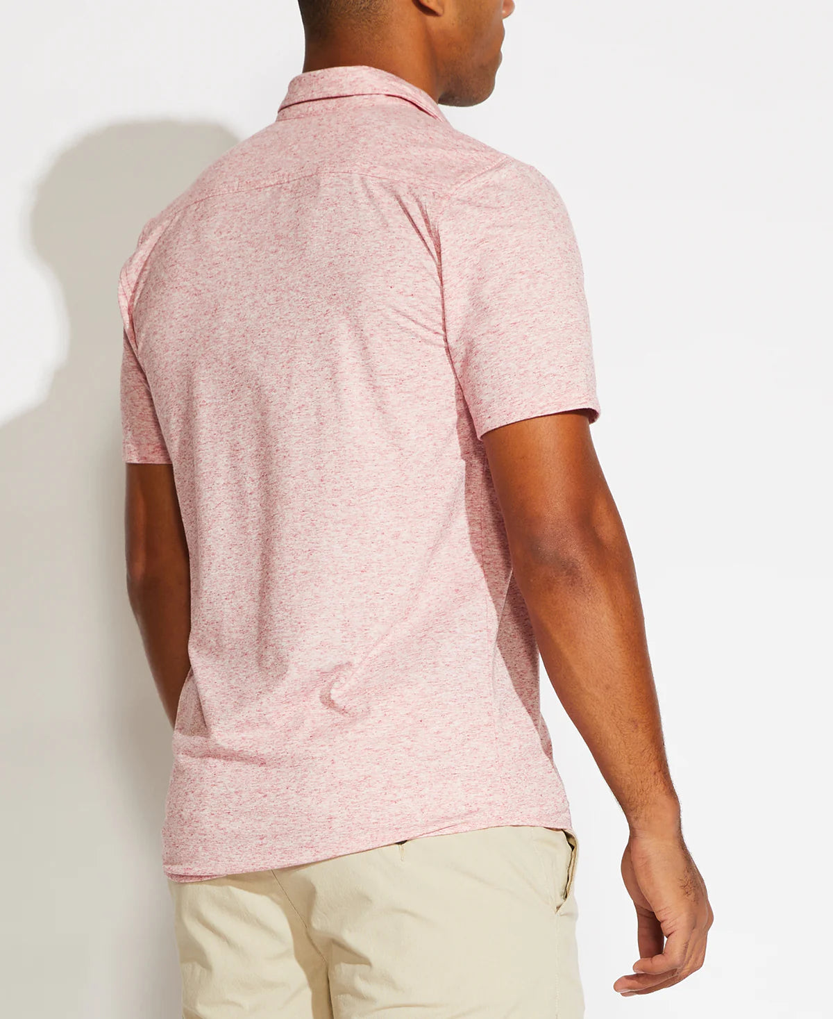 Wholesale,Civil Society, Civil Society Pink Heathered Knit Short Sleeve Button Up Shirt, Pink, Medium-42-TagM