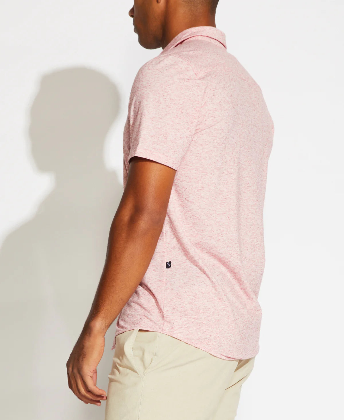 Wholesale,Civil Society, Civil Society Pink Heathered Knit Short Sleeve Button Up Shirt, Pink, Extra Large-46-TagXL