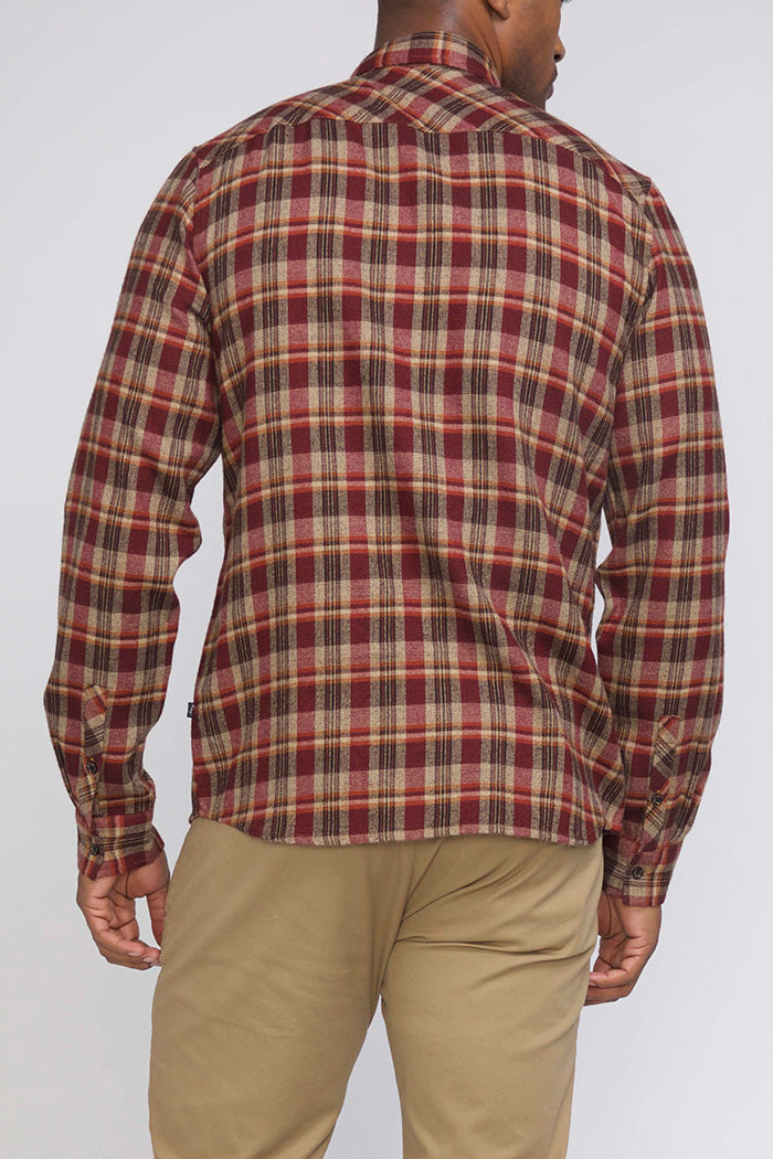 Wholesale,Civil Society, Civil Society Red & Brown Plaid Flannel Button Up Shirt, Red, Large-46-TagL