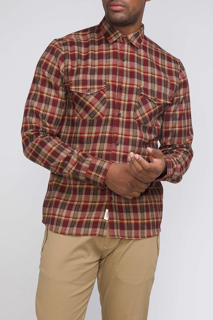 Wholesale,Civil Society, Civil Society Red & Brown Plaid Flannel Button Up Shirt, Red, Extra Large-48-TagXL