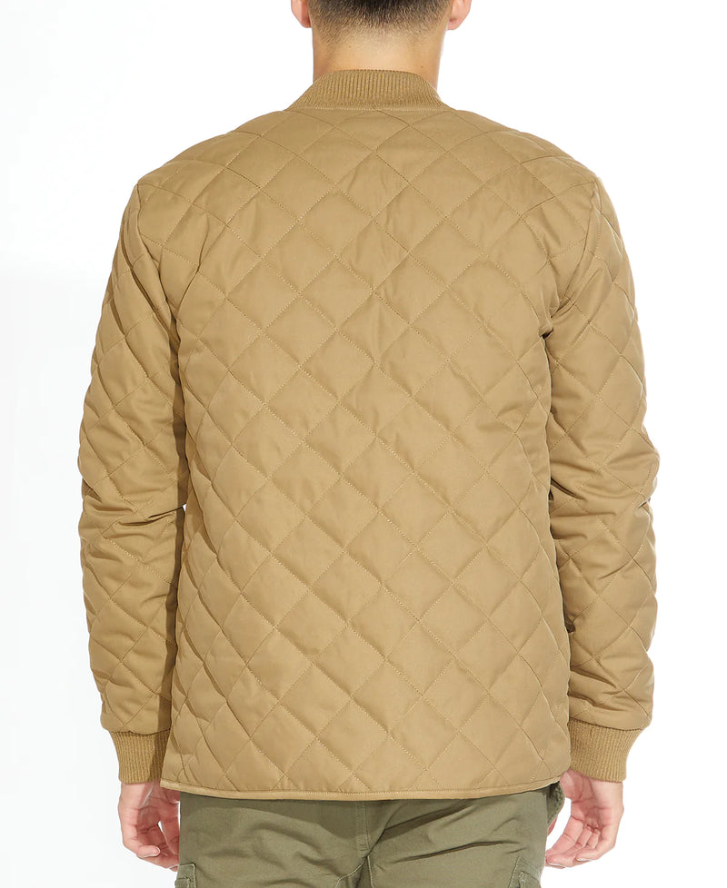 Civil Society Tan Quilted Zip Up Bomber Jacket