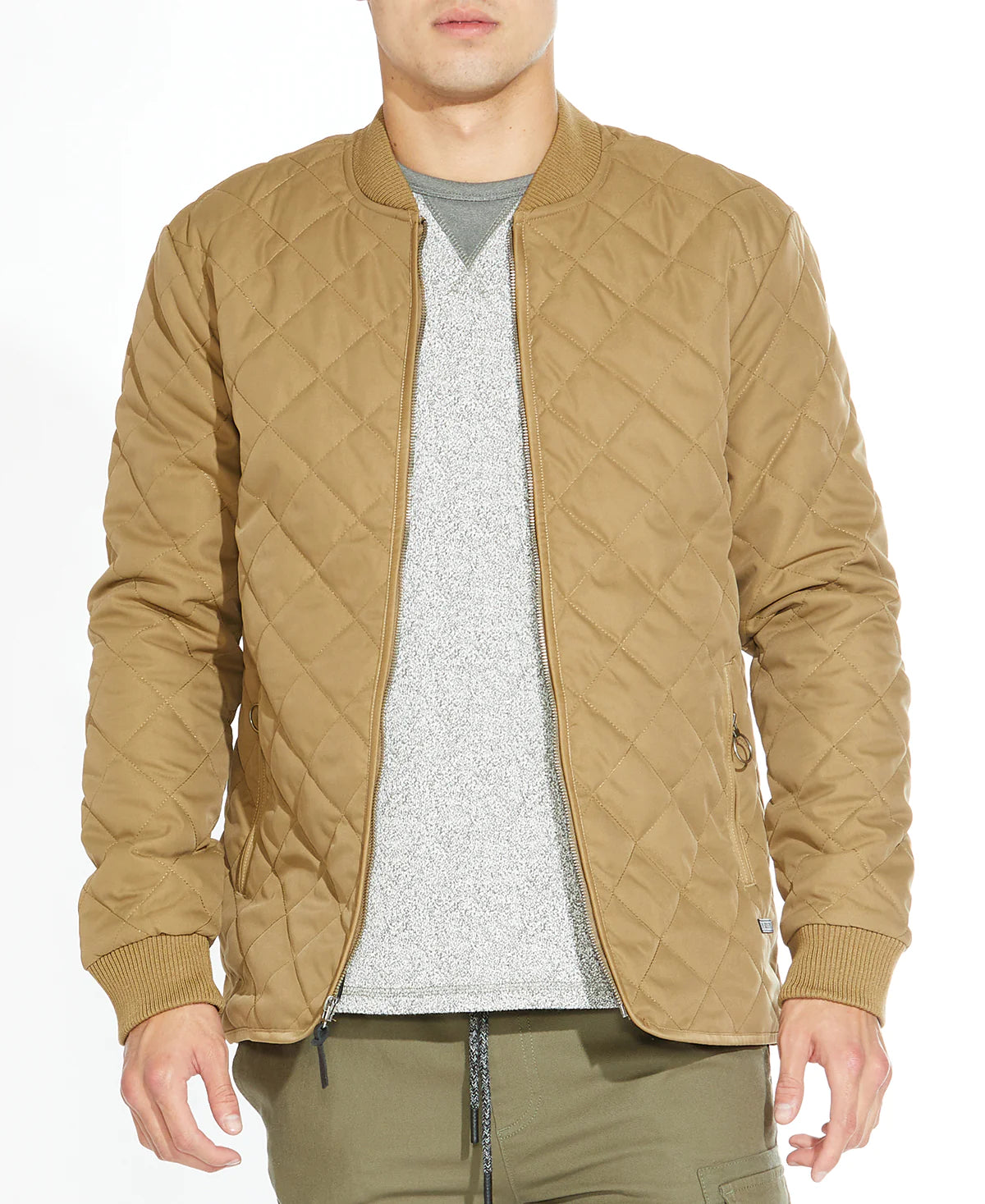 Wholesale,Civil Society, Civil Society Tan Quilted Zip Up Bomber Jacket, Tan, Small-42-TagS