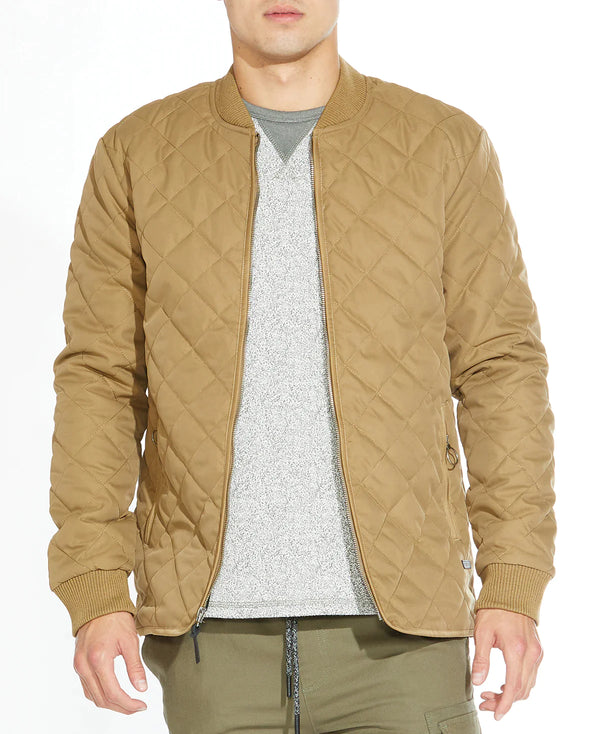 Civil Society Tan Quilted Zip Up Bomber Jacket