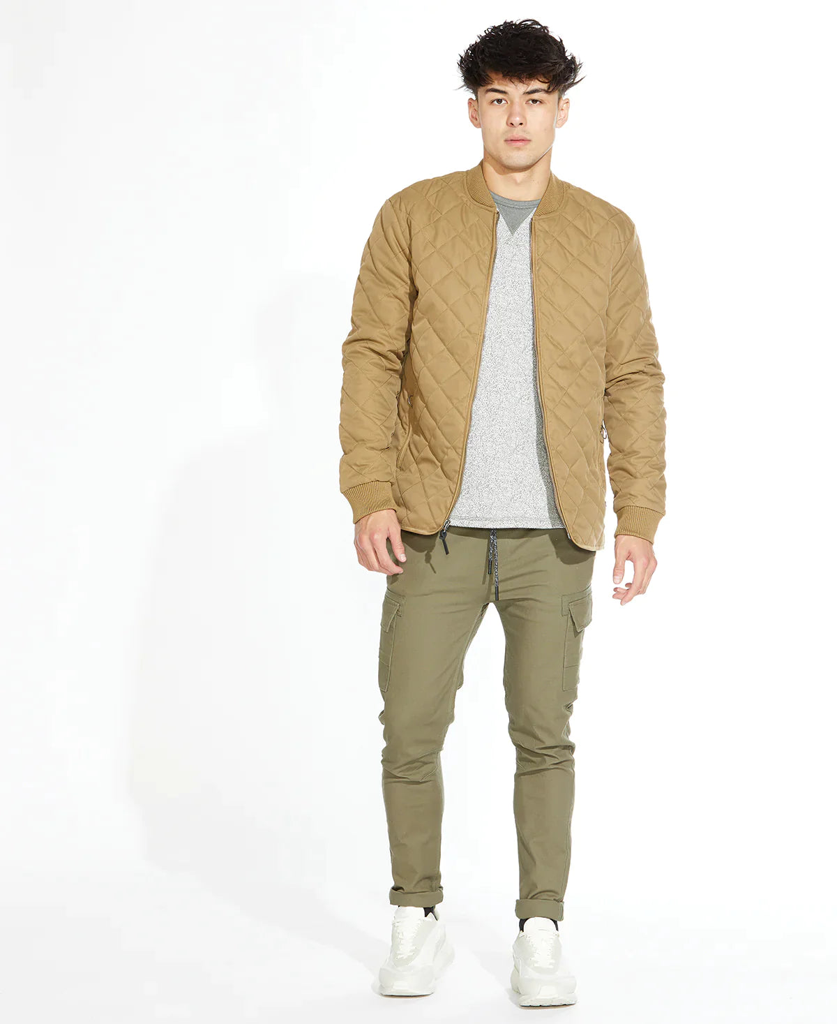 Wholesale,Civil Society, Civil Society Tan Quilted Zip Up Bomber Jacket, Tan, Extra Extra Large-51-TagXXLExtra Large-48-TagXLLarge-46-TagLMedium-44-TagMSmall-42-TagS