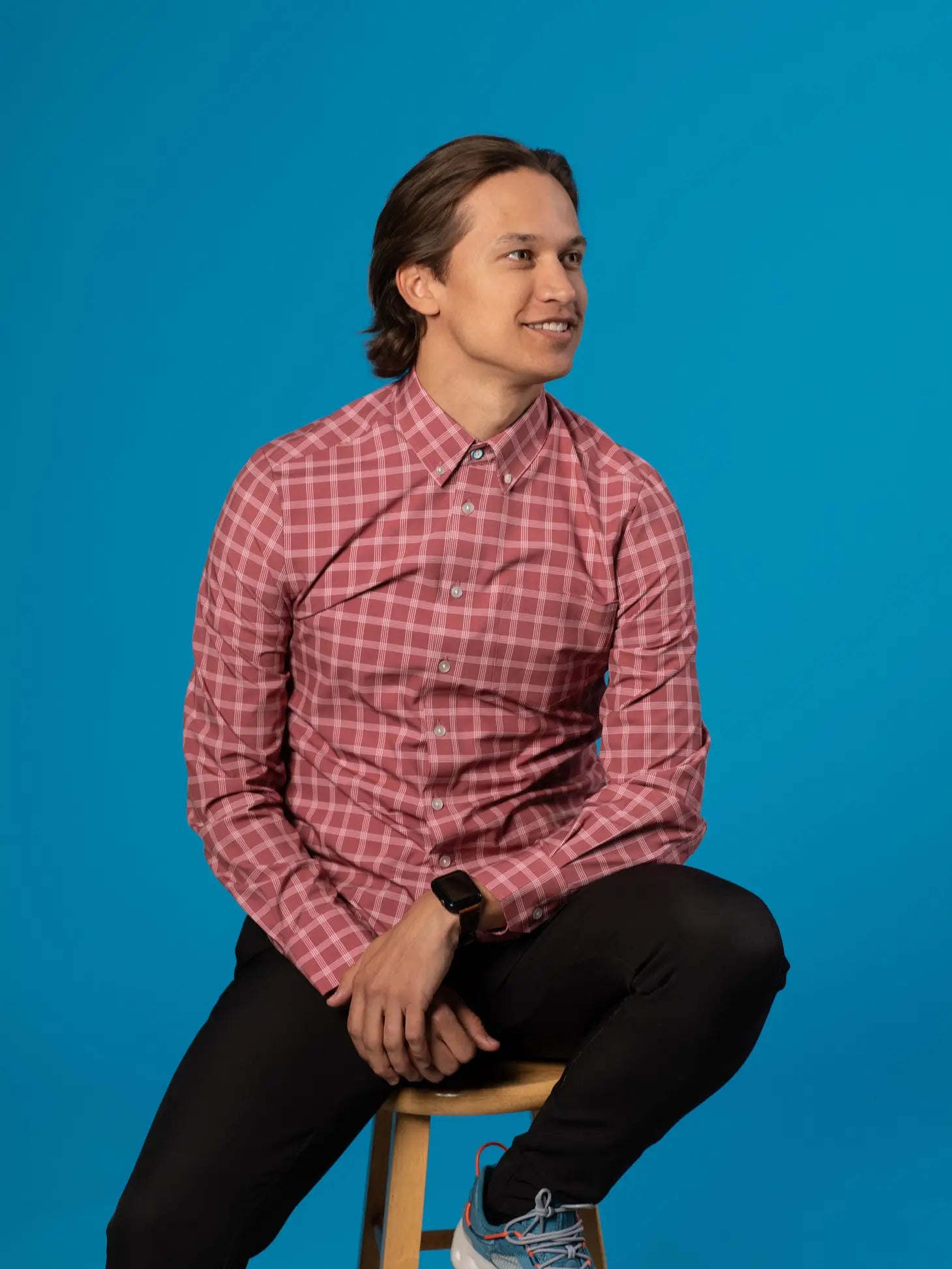 Faire,&Collar, &Collar Soft Red & White Plaid Print Long Sleeve Button Up Shirt, Red, Extra Large-50-TagLLarge-45-TagMMedium-42-TagS