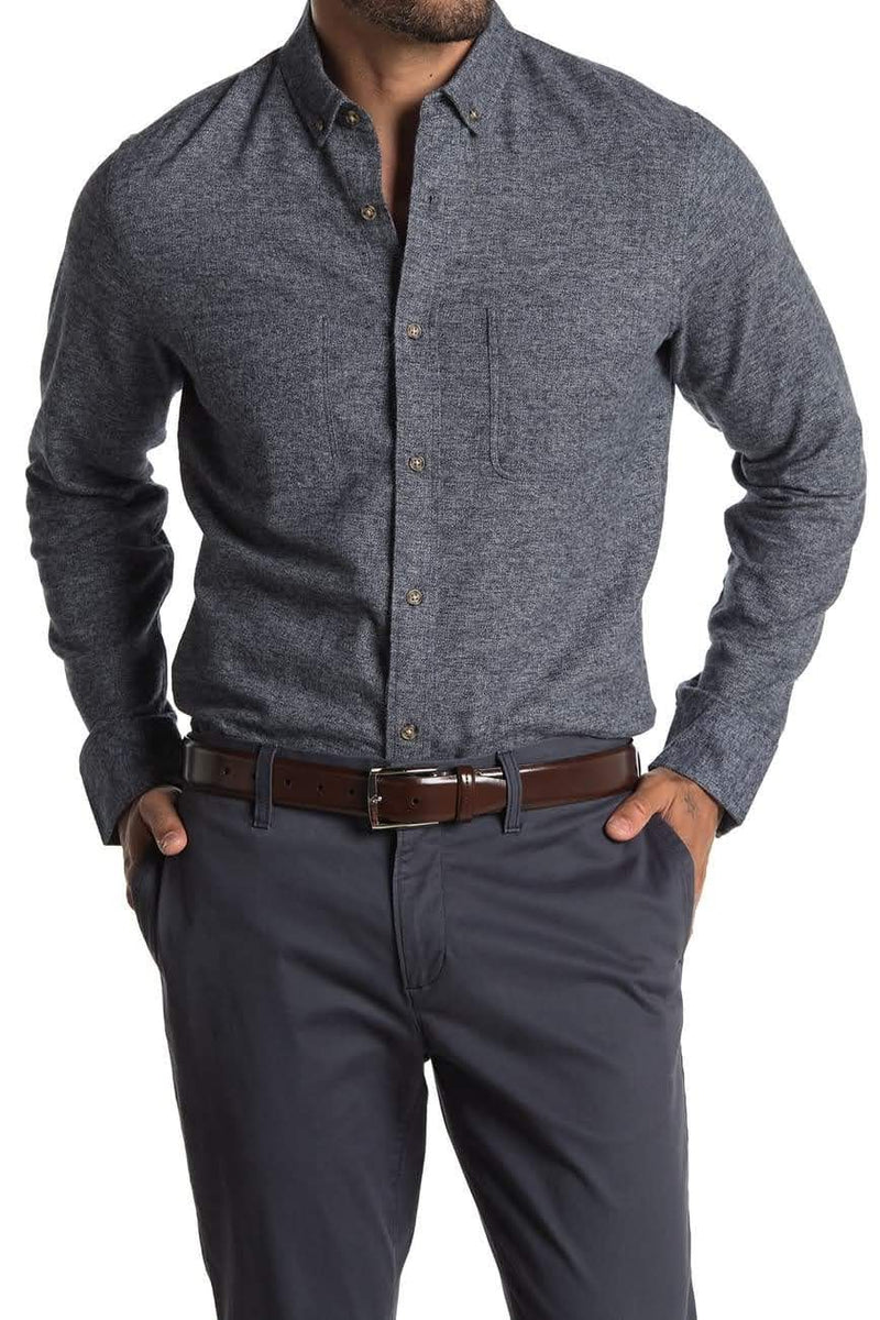 Wallin & Bros. Navy Heathered Flannel Button-up Shirt