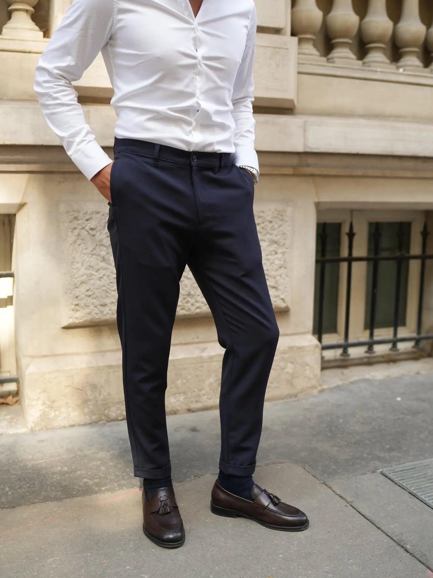 Faire,Donato, Donato Navy Tapered Cut Lightweight Chino, Blue, 35W-31L-Tag36