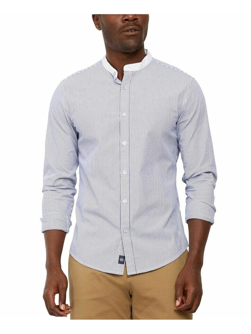 DOCKERS White Striped Button-Up Shirt