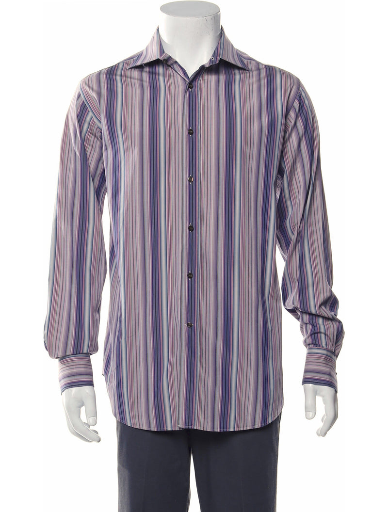 Etro Purple Variagated Strip Button Up Shirt