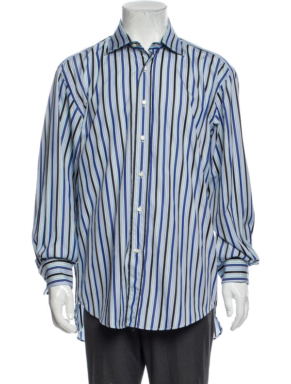 Etro Blue Striped Button Up Shirt