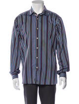 Etro Purple and Blue Stripe Button Up Shirt