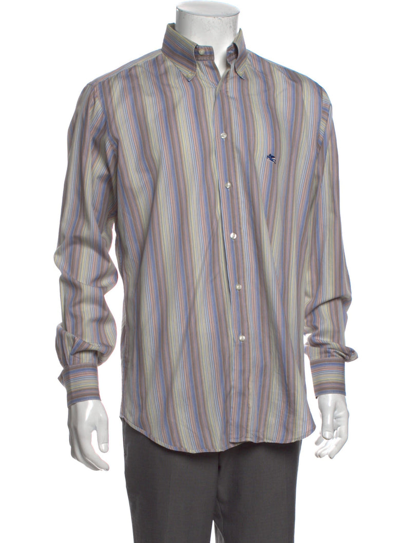 Etro Purple Multicolor Stripe Button Up Shirt