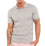 Eight X Grey Argyle Print Shortsleeve Knit Polo