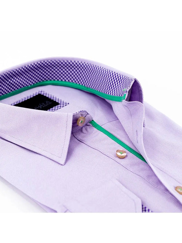 Eight X Lilac Purple Textured Slim Fit Long Sleeve Button Up Shirt