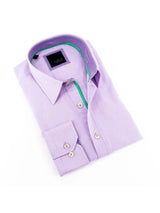 Eight X Lilac Purple Textured Slim Fit Long Sleeve Button Up Shirt