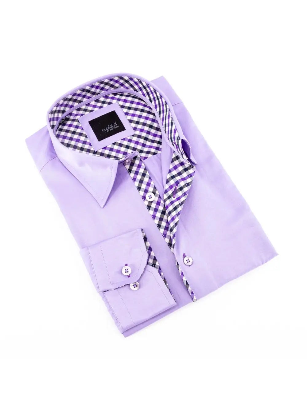 Faire,Eight X, Eight X Purple Satin Slim Fit Long Sleeve Button Up Shirt, Purple, Small-41-TagM