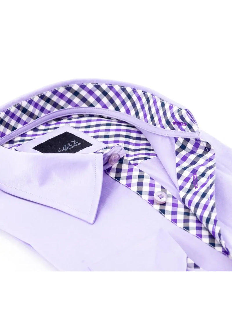 Eight X Purple Satin Slim Fit Long Sleeve Button Up Shirt