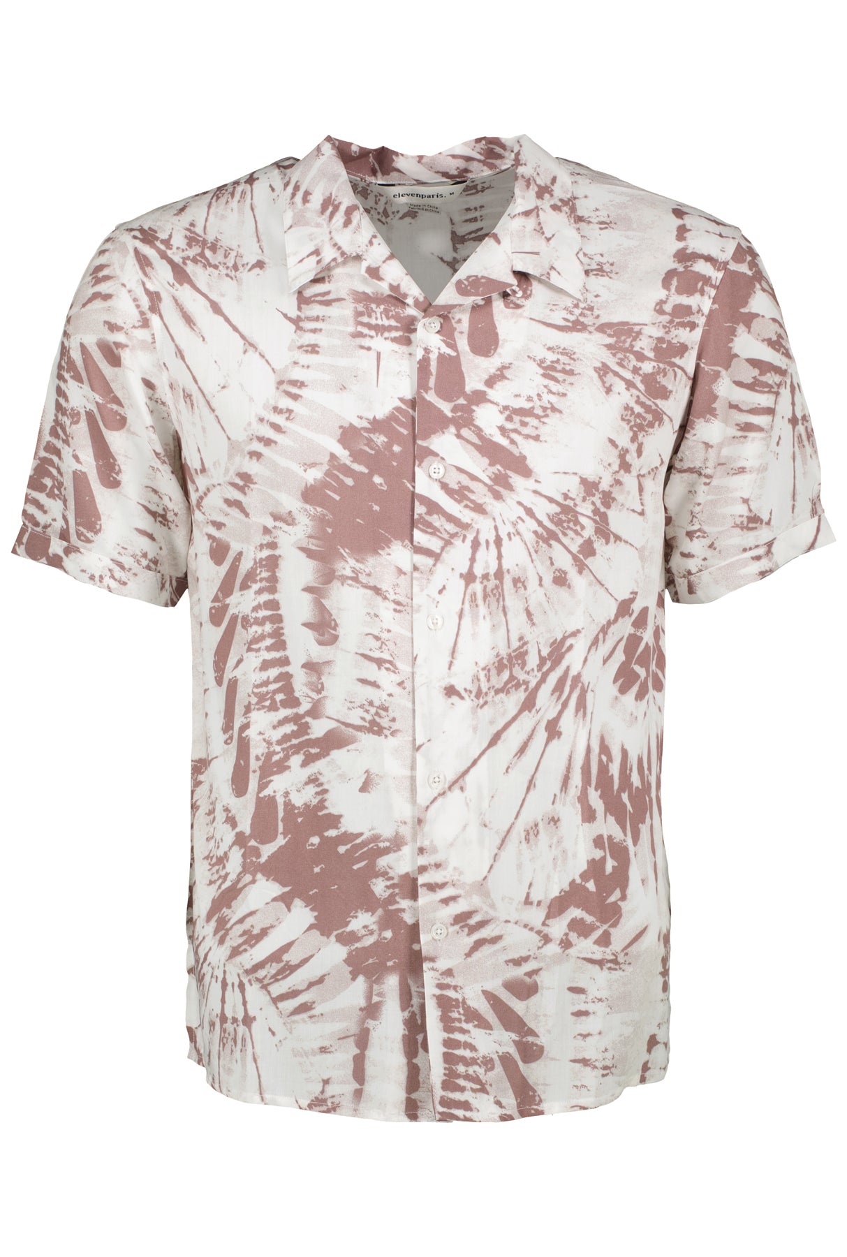 Wholesale,Eleven Paris, Eleven Paris Dusty Pink Tie Dye Camp Collar Short Sleeve Shirt, Pink, Large-45-TagL