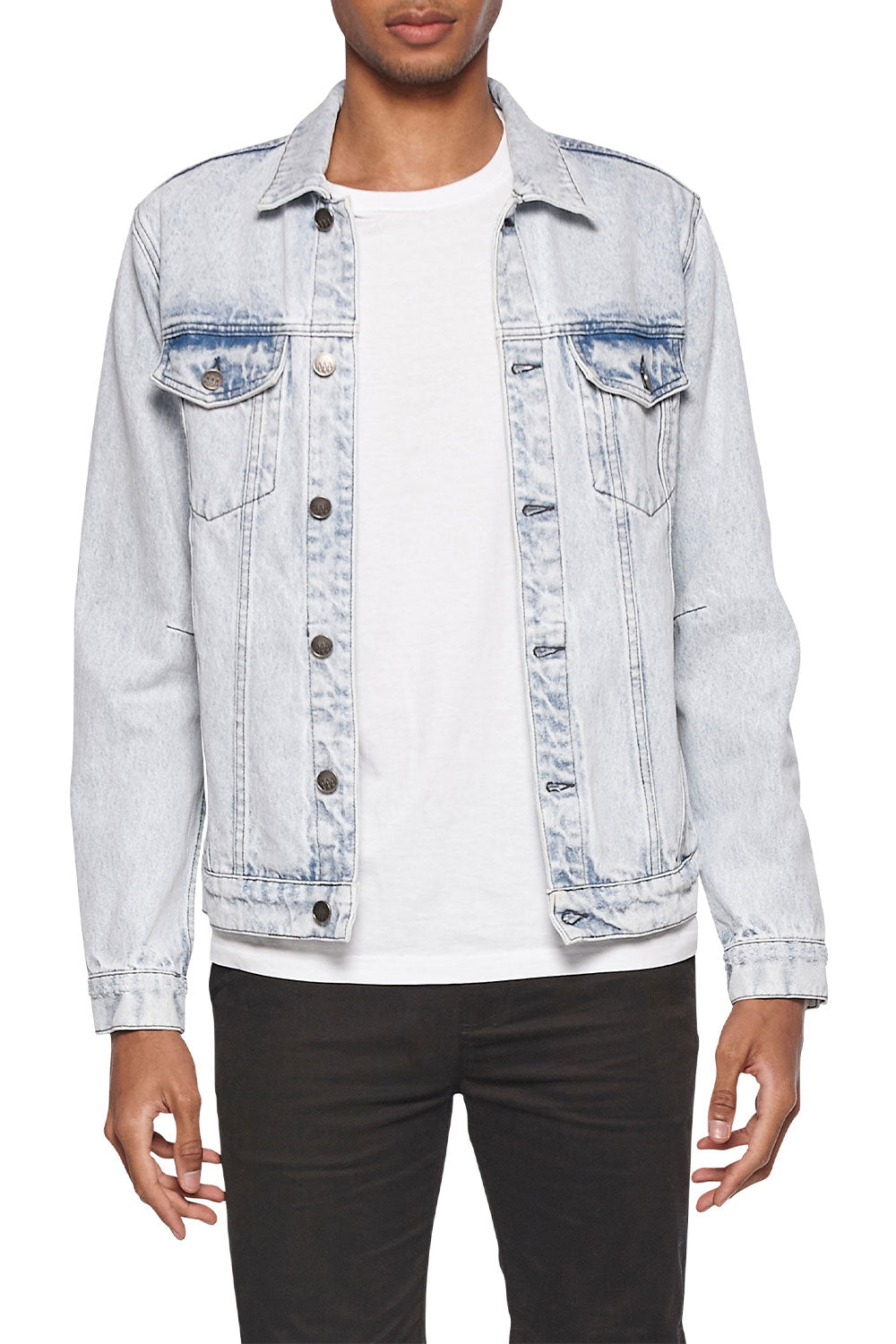 Wholesale,Eleven Paris, Eleven Paris Light Blue Acid Wash Denim Jacket, Blue, Large-46-TagL