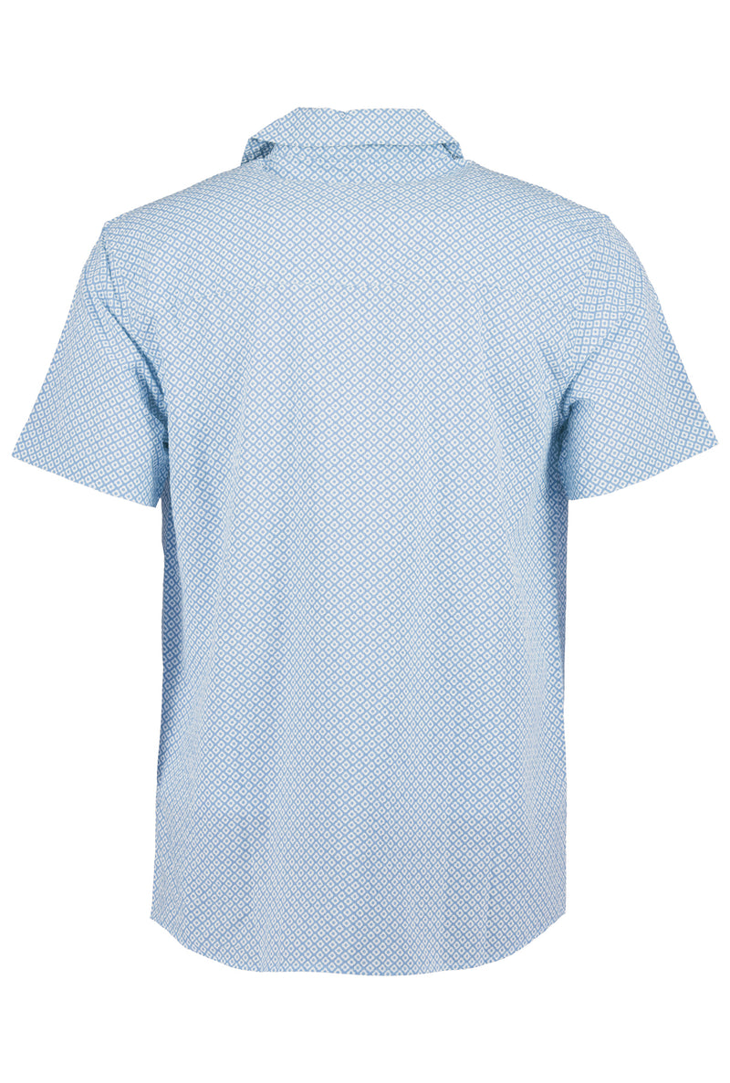 Eleven Paris Light Blue Floral Batik Camp Collar Short Sleeve Shirt