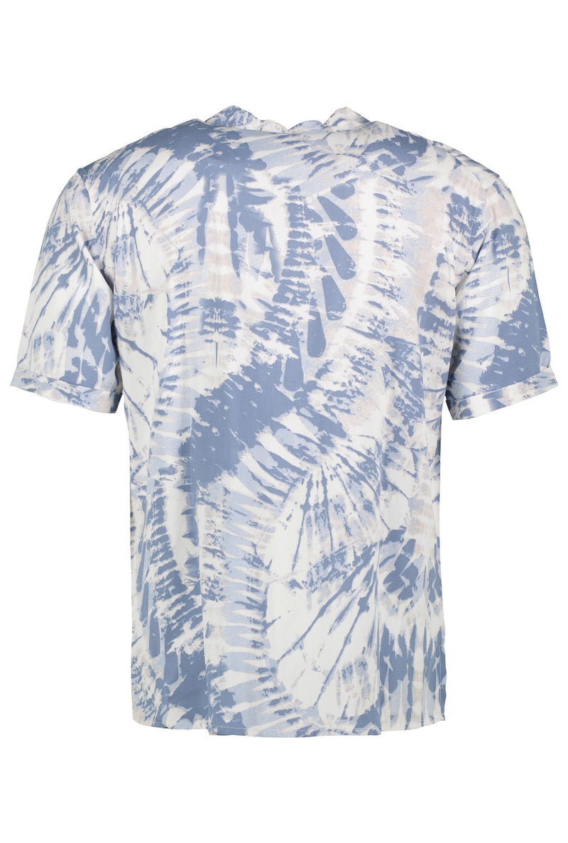 Eleven Paris Pastel Blue Tie Dye Camp Collar Short Sleeve Shirt