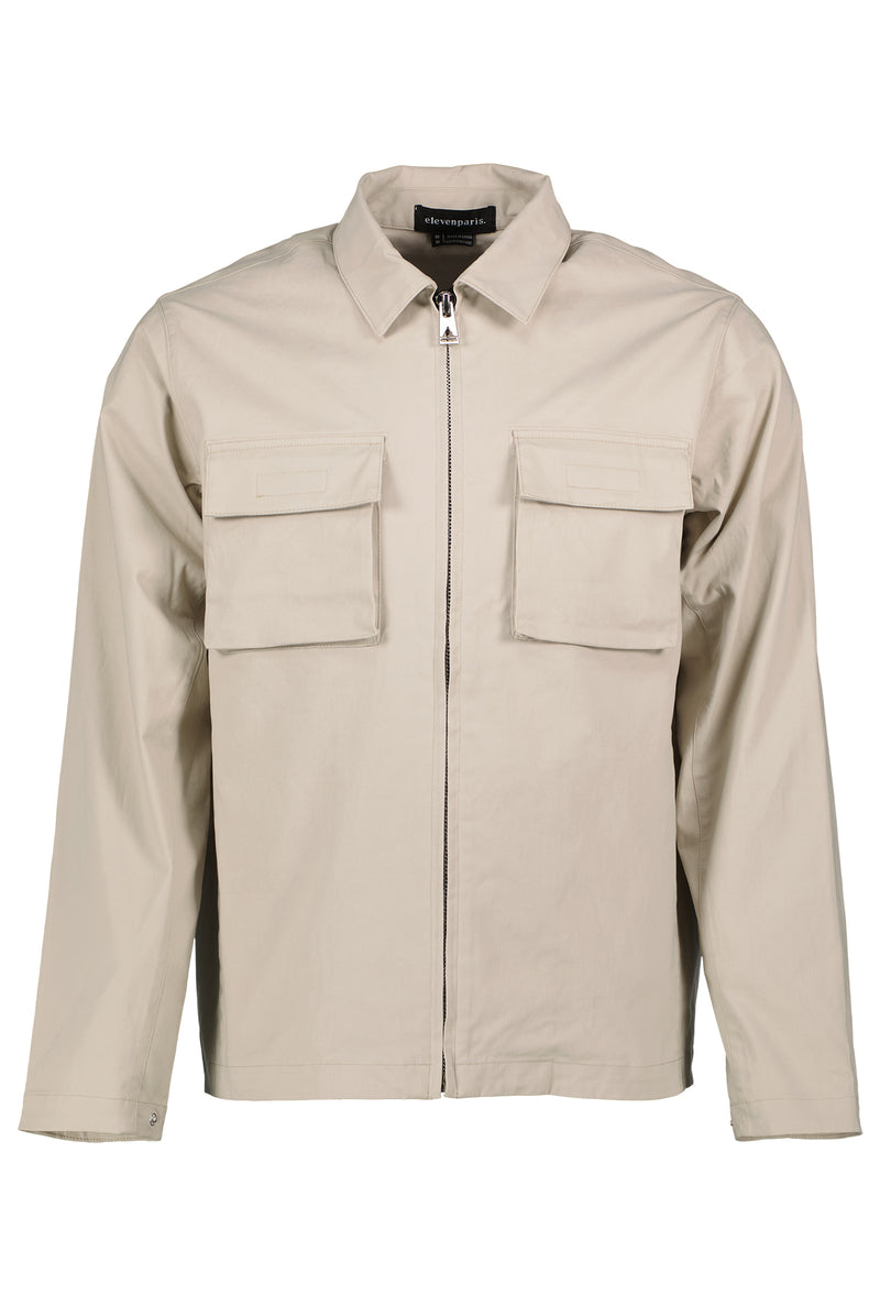 Eleven Paris Taupe Lightweight Zip Up Jacket WIth Two Chest Pockets