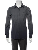 Emporio Armani Navy Ombre Micro Logo Print Long Sleeve Dress Shirt