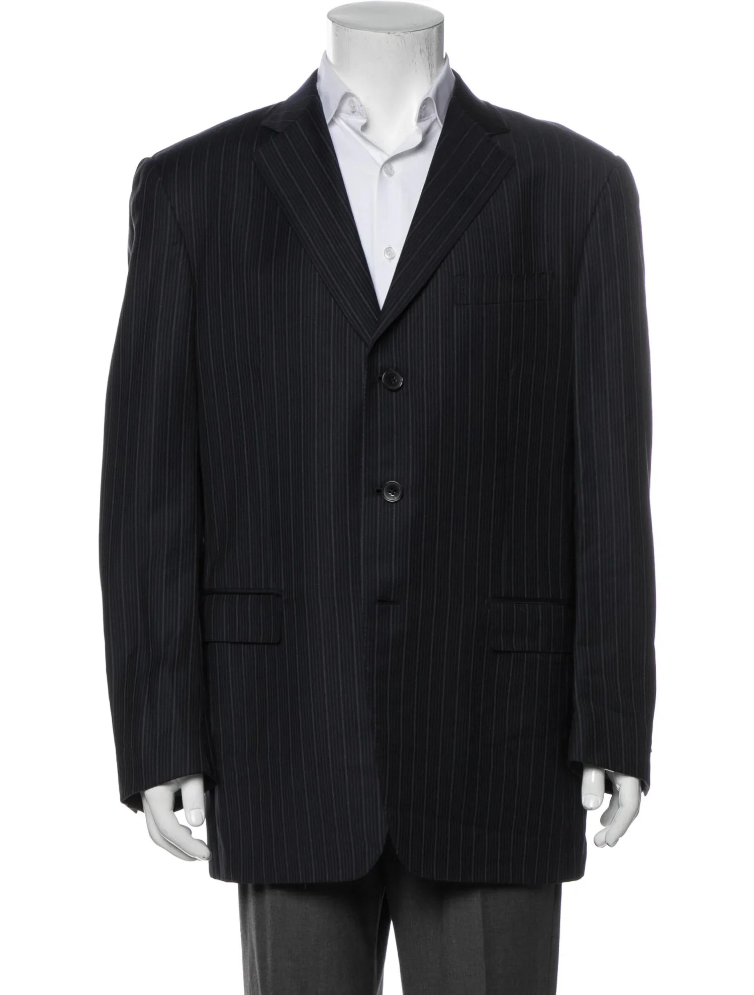 The RealReal,Ermenegildo Zegna, Ermenegildo Zegna Dark Navy Multi Striped Blazer, Blue, Large-46-TagL