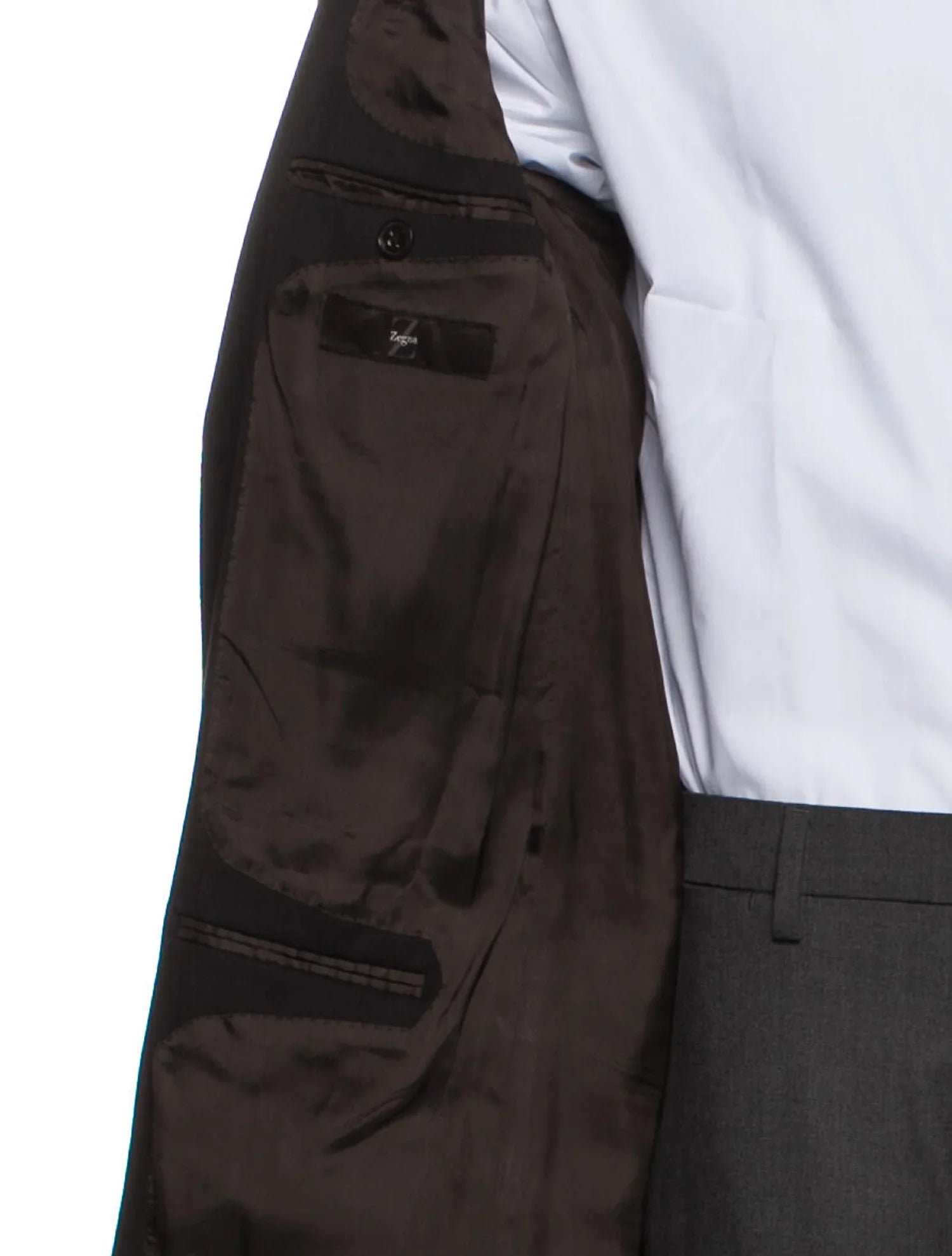 The RealReal,Ermenegildo Zegna, Ermenegildo Zegna Grey Solid Wool Blazer, Grey, Medium-44-TagM