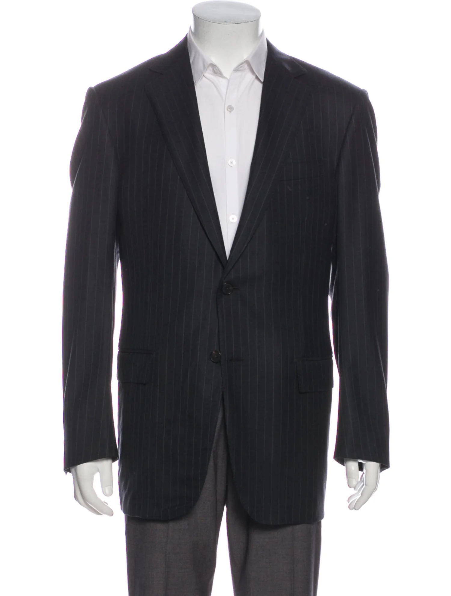 The RealReal,Ermeneglido Zegna, Ermenegildo Zegna Charcoal Pinstripe Wool Blazer, Grey, Extra Large-52-Tag52