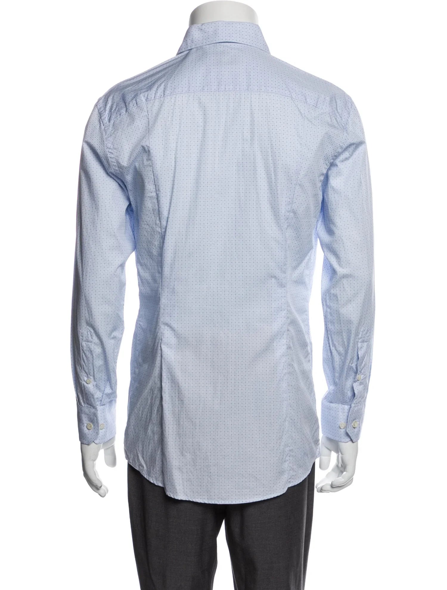 The RealReal,Eton, Eton Light Blue Micro Circle Medallion Print Slim Fit Long Sleeve Button Up, Blue, Small-39-TagS