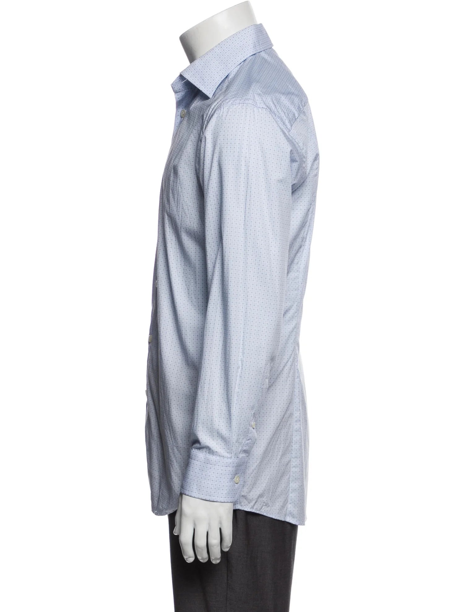 The RealReal,Eton, Eton Light Blue Micro Circle Medallion Print Slim Fit Long Sleeve Button Up, Blue, Small-39-TagS