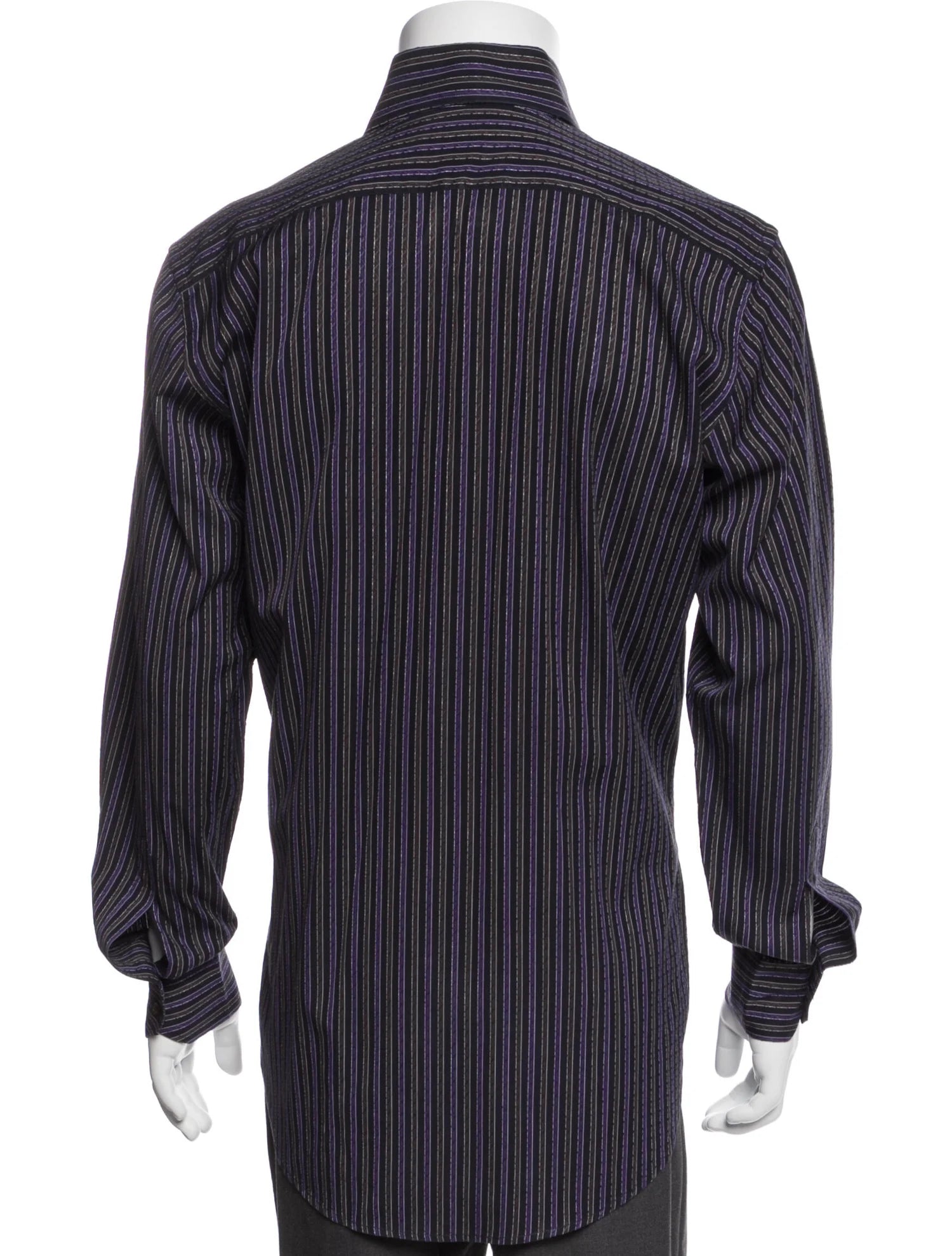 The RealReal,Etro, Etro Black & Purple Striped Long Sleeve Shirt, Black, Medium-45-TagM