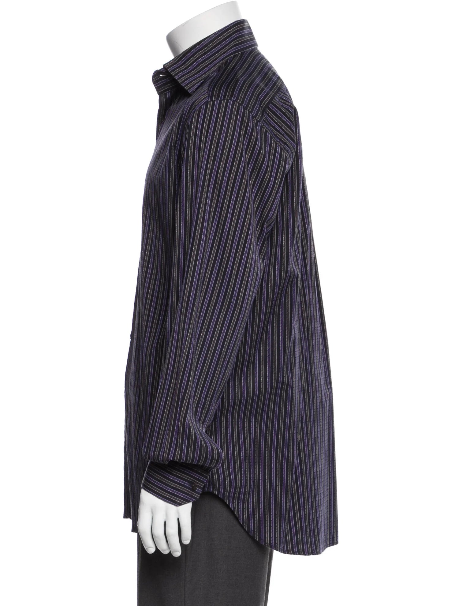 The RealReal,Etro, Etro Black & Purple Striped Long Sleeve Shirt, Black, Medium-45-TagM