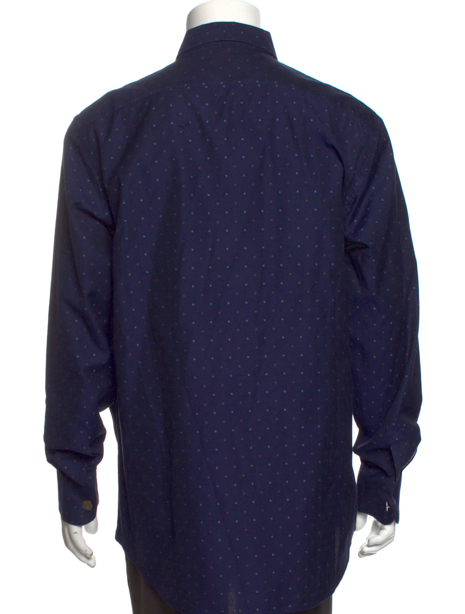 The RealReal,Etro, Etro Navy Dot Print Long Sleeve Button Up, Blue, Extra Large-48-TagXL