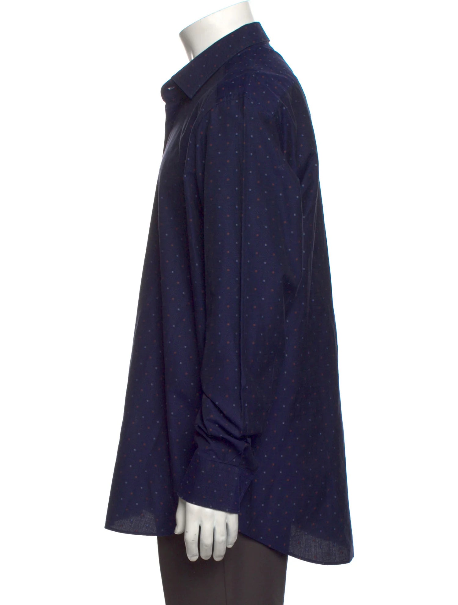 The RealReal,Etro, Etro Navy Dot Print Long Sleeve Button Up, Blue, Extra Large-48-TagXL