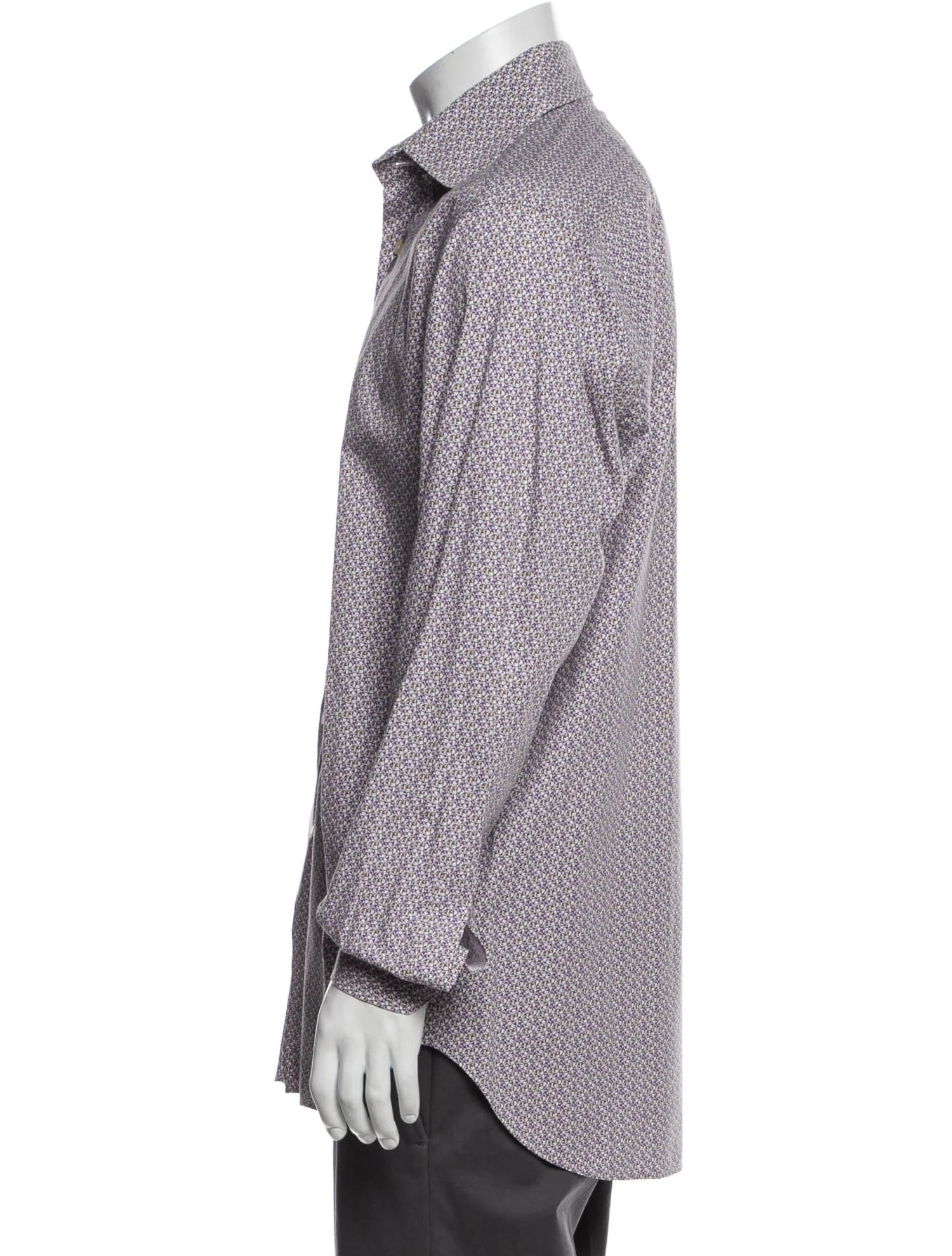The RealReal,Etro, Etro Purple Abstract Print Long Sleeve Button Up Shirt, Purple, Large-47-TagL